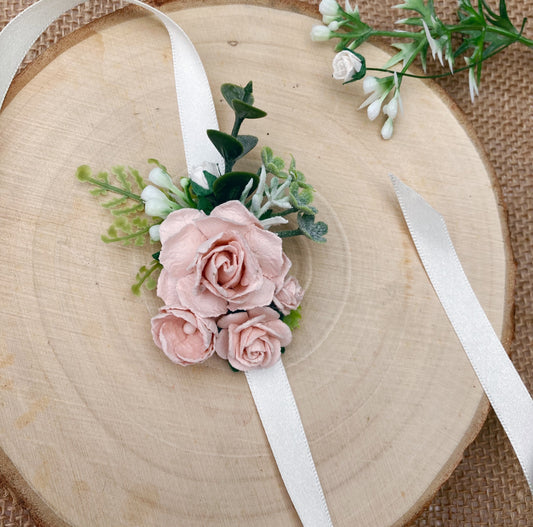 Blush pink Flower wrist corsage 