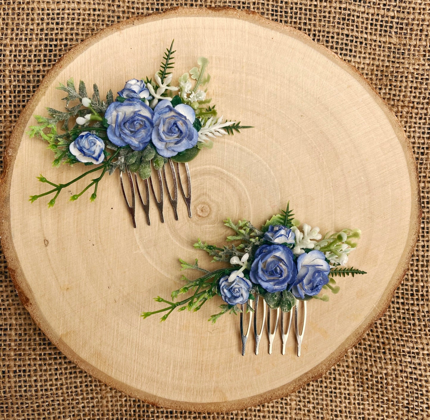 Blue And White Flower Hair Comb