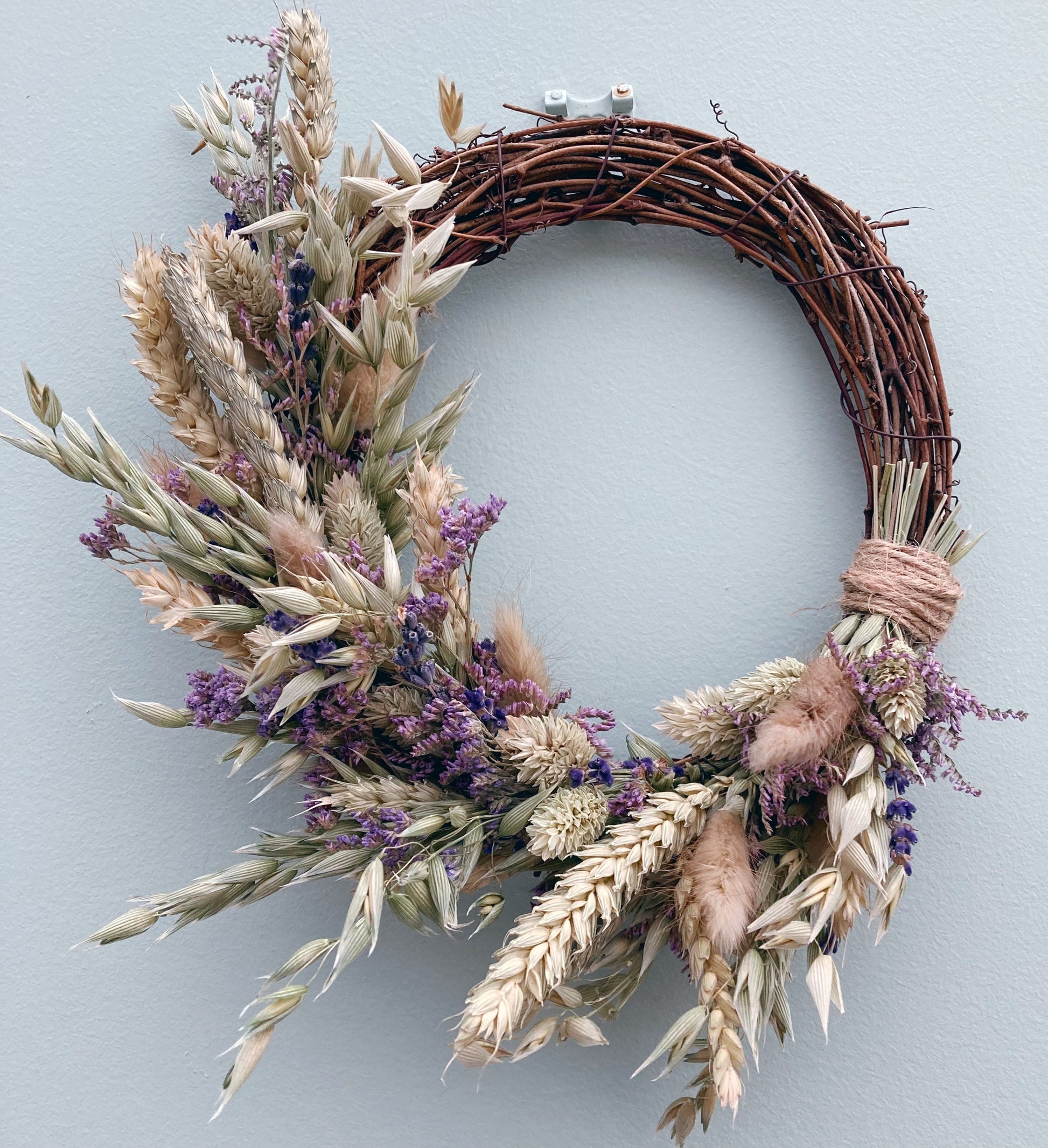 Dried flower lavender and wheat wreath 