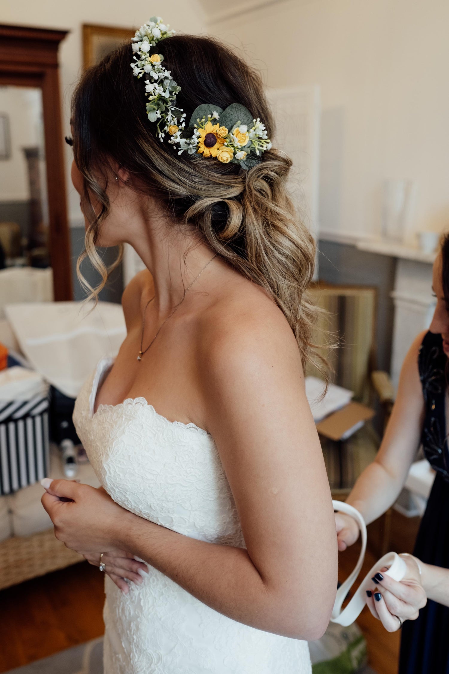 Sunflower wedding crown 