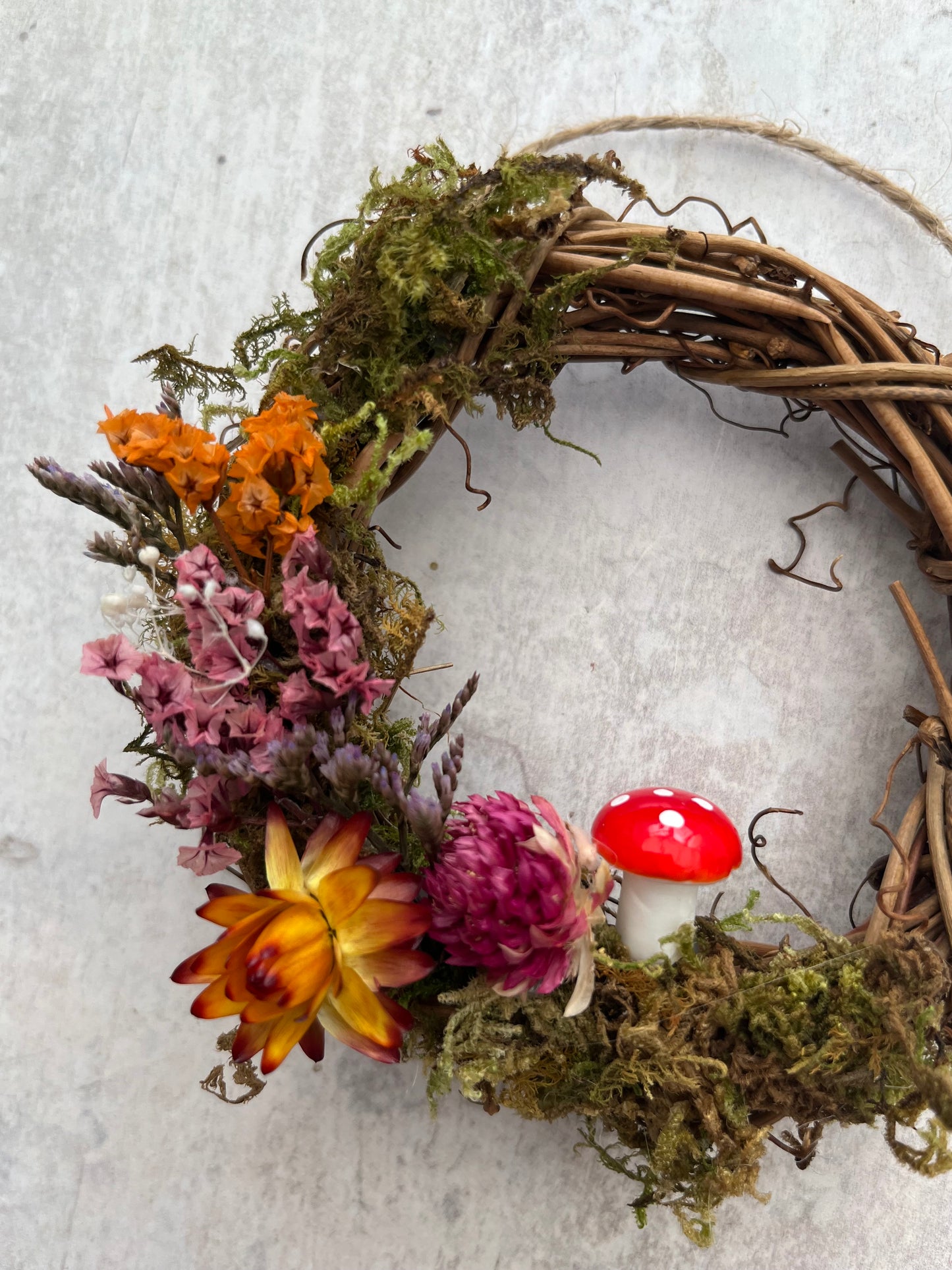 Mini Floral Toadstool Mushroom Wreath