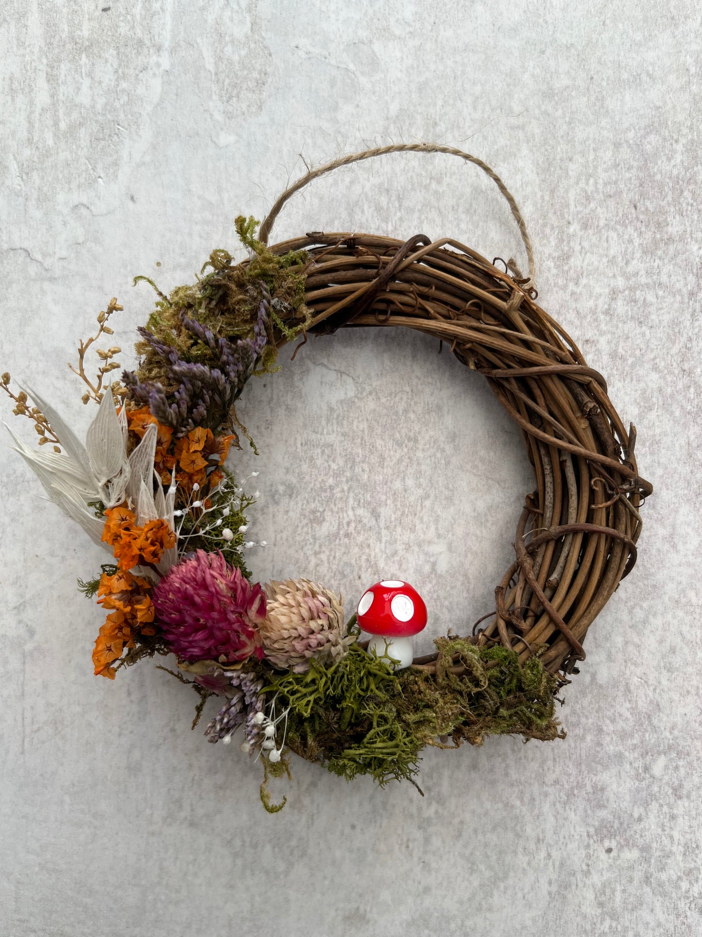 Mini Dried Flower Toadstool Wreath