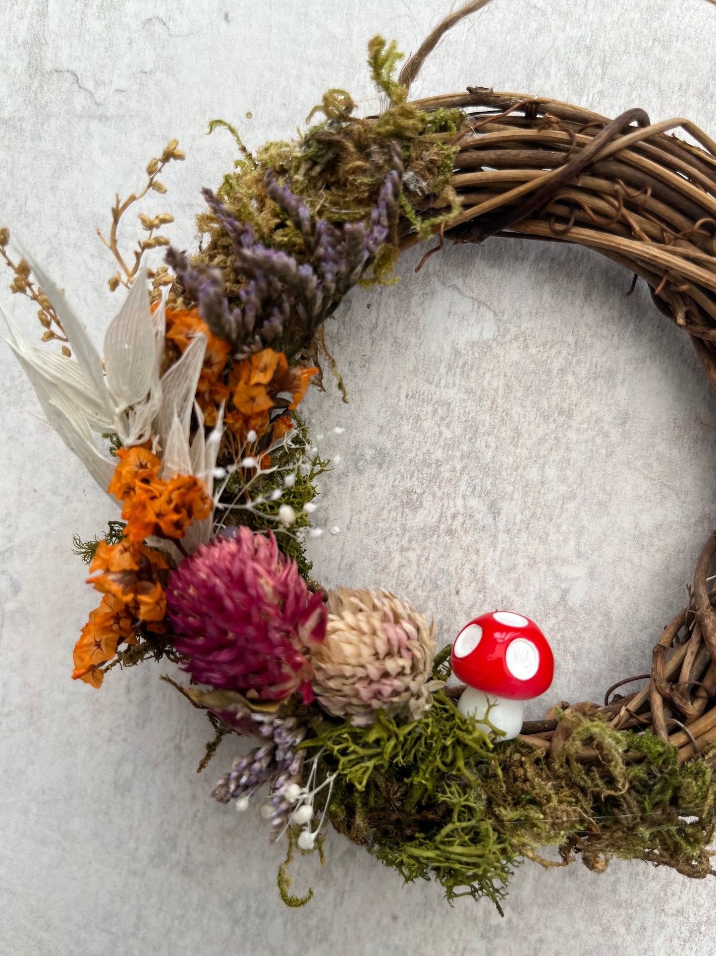 Mini Dried Flower Toadstool Wreath