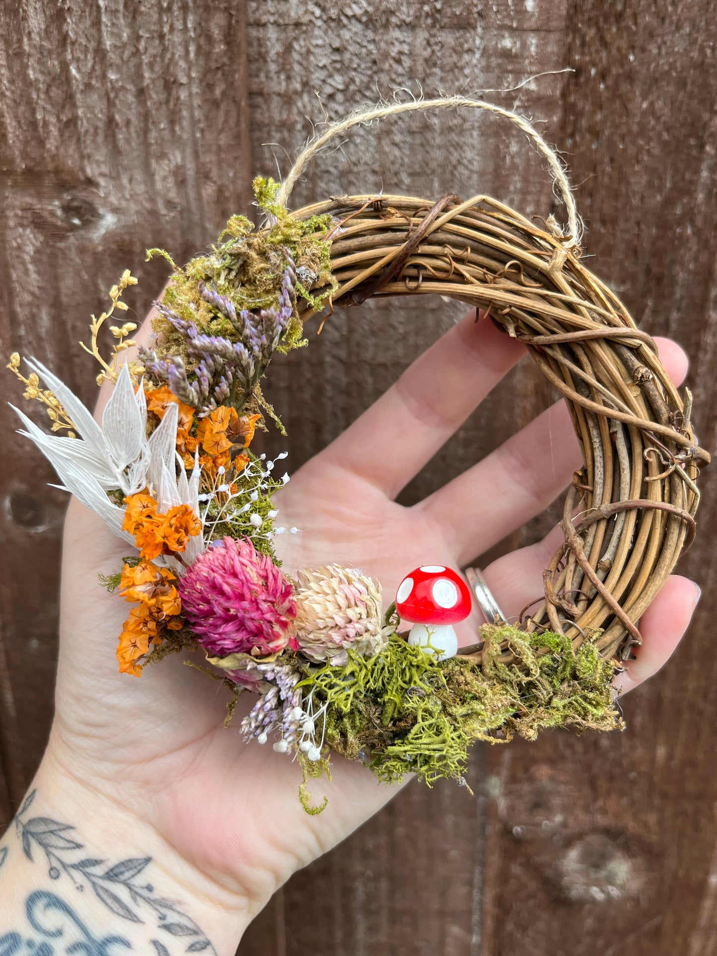 Mini Dried Flower Toadstool Wreath