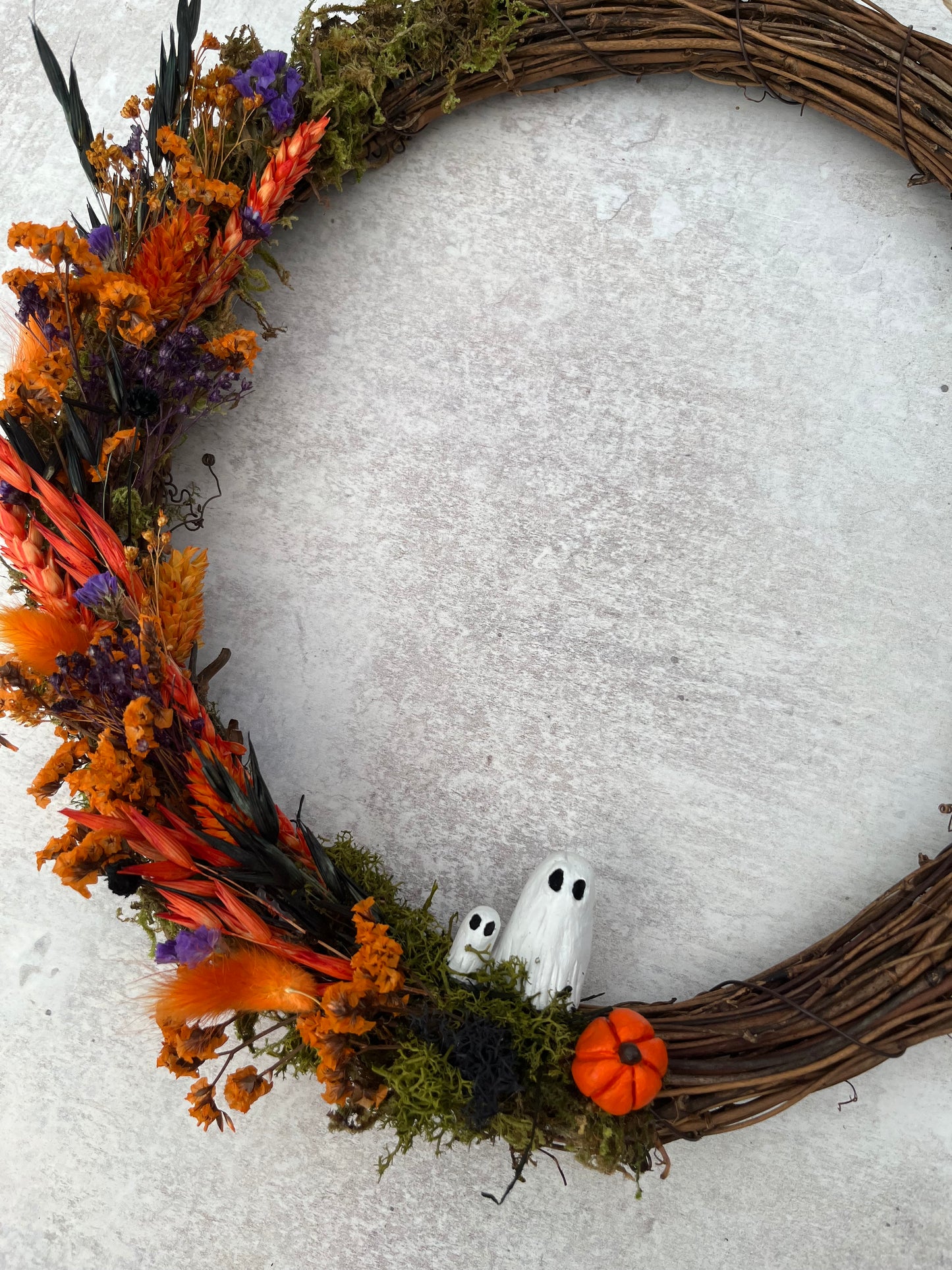 Large dried flower Halloween wreath