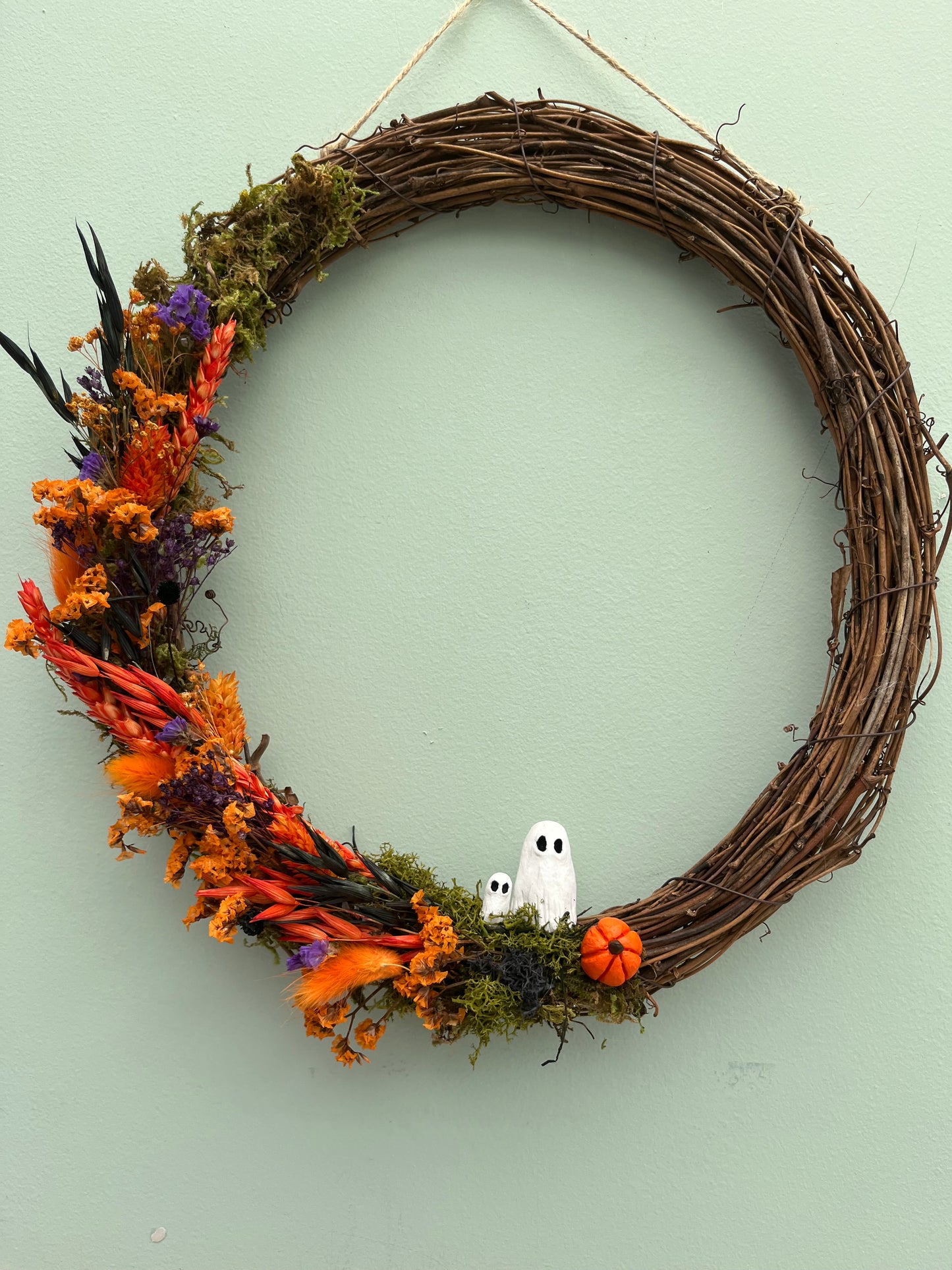 Large dried flower Halloween wreath