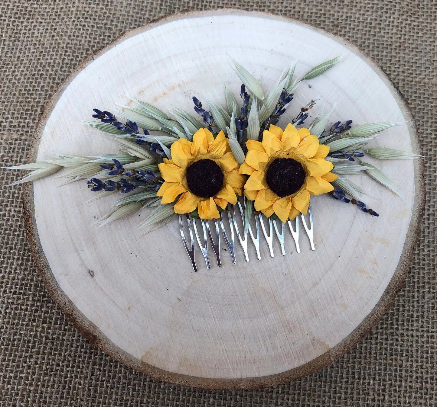 Sunflower & Dried Flowers Hair Comb