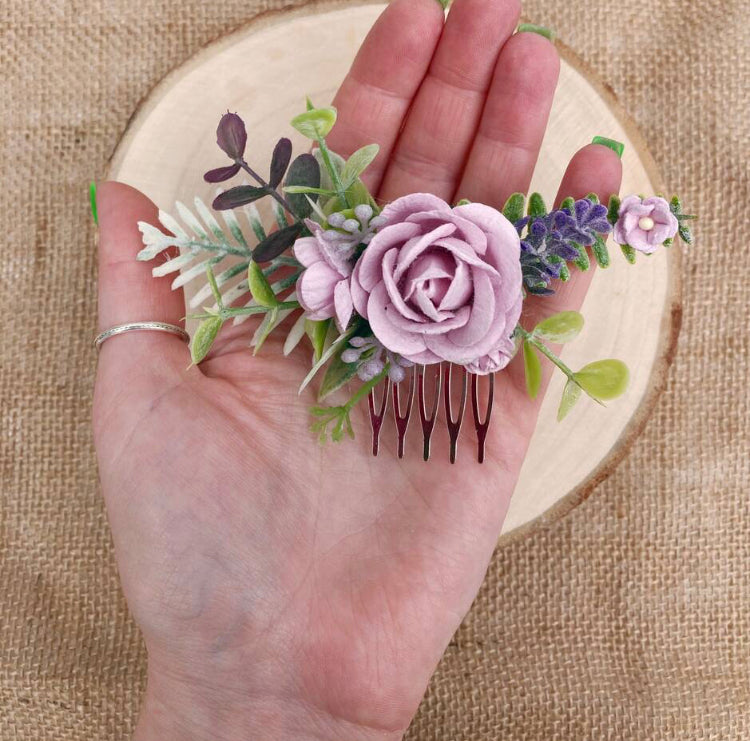 Lilac Flower Hair Comb