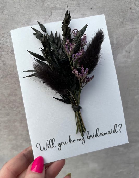 “Will you be my bridesmaid/Maid of Honour?” proposal dried flower card