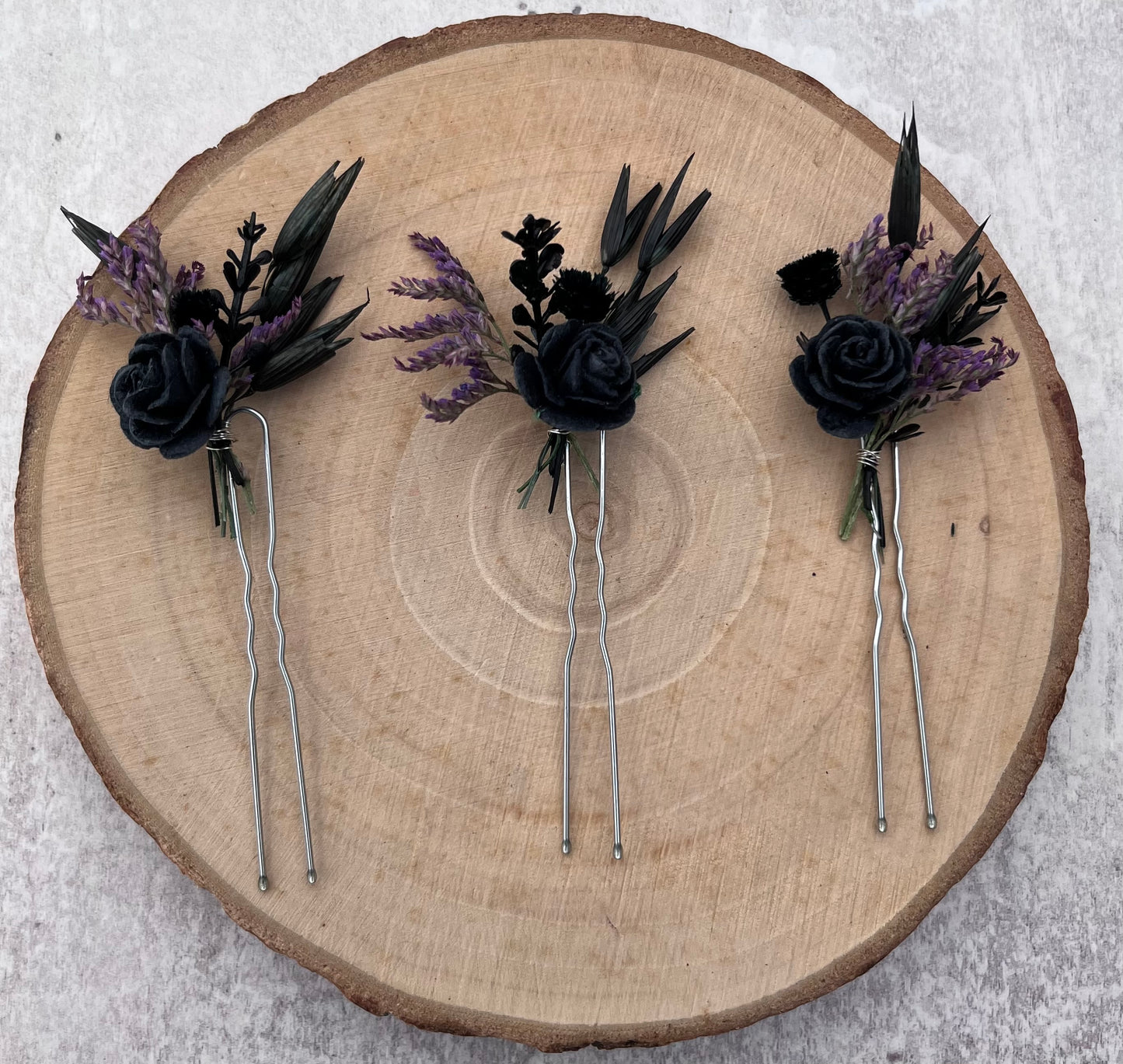 Black & Purple hair pins