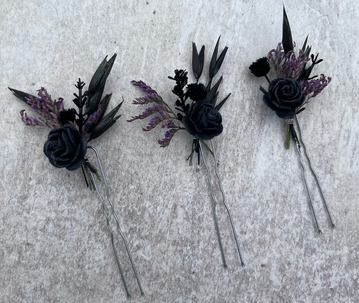 Black & Purple hair pins