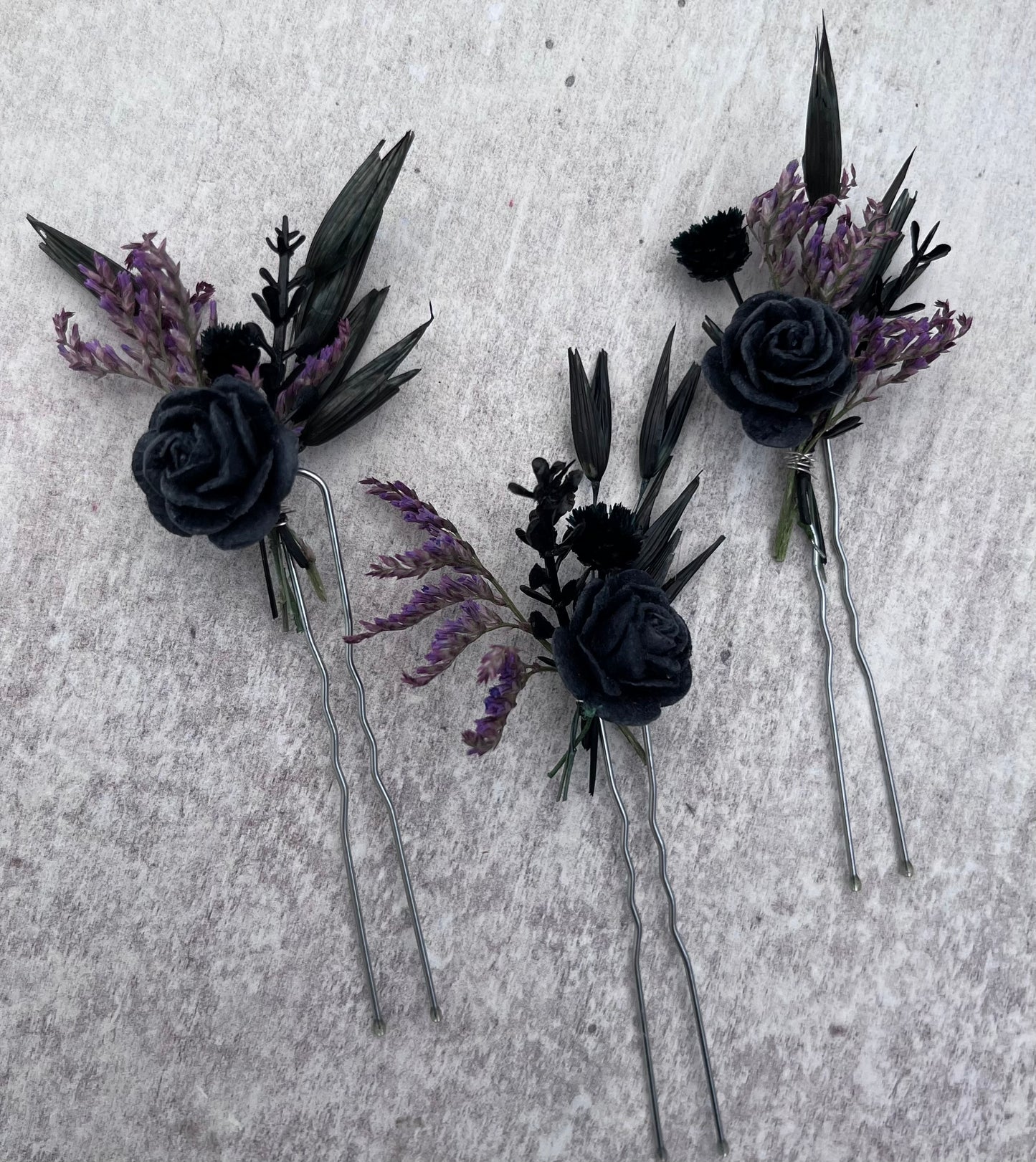 Black & Purple hair pins