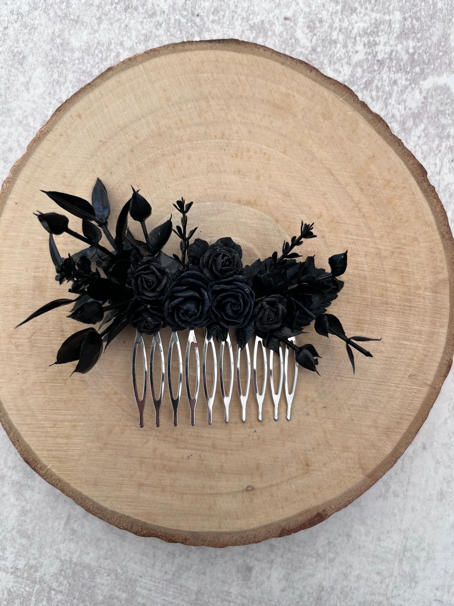 Black gothic flower hair comb