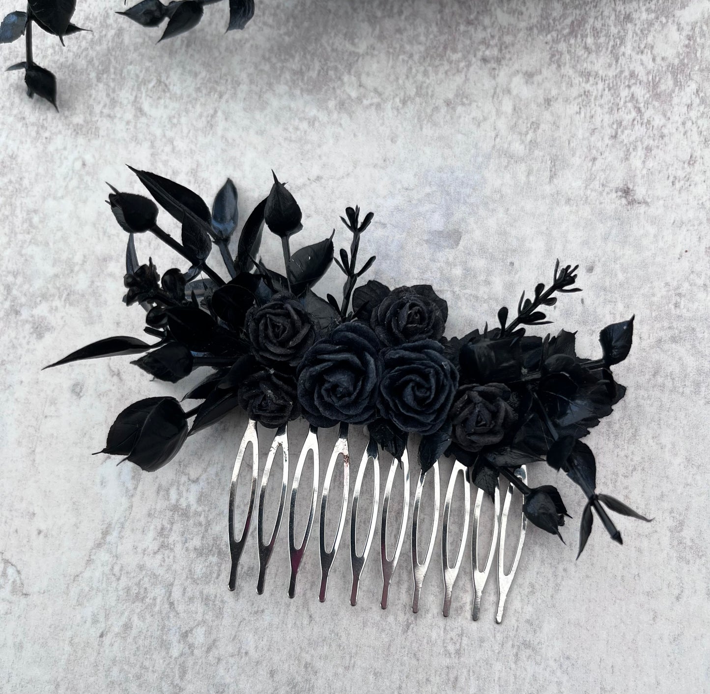 Black gothic flower hair comb
