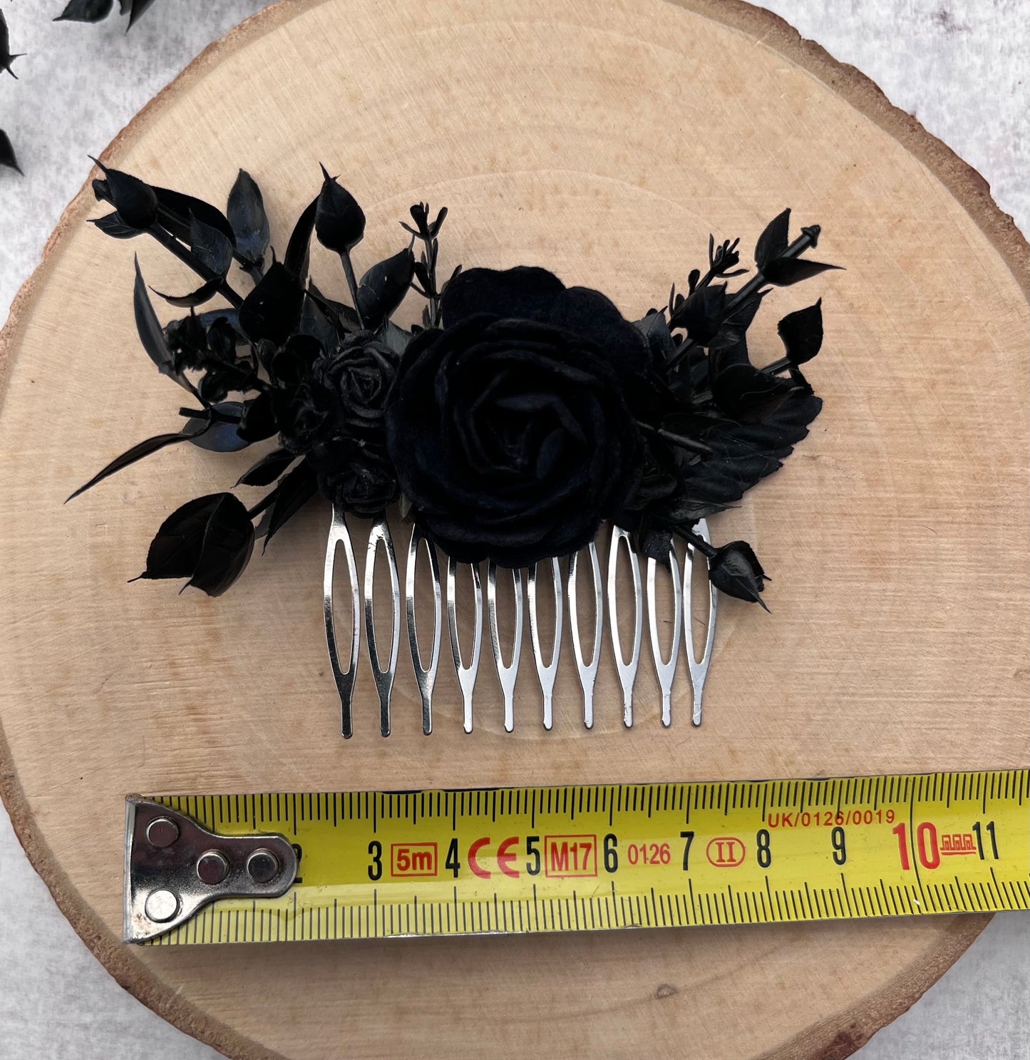 Gothic style black flower hair comb