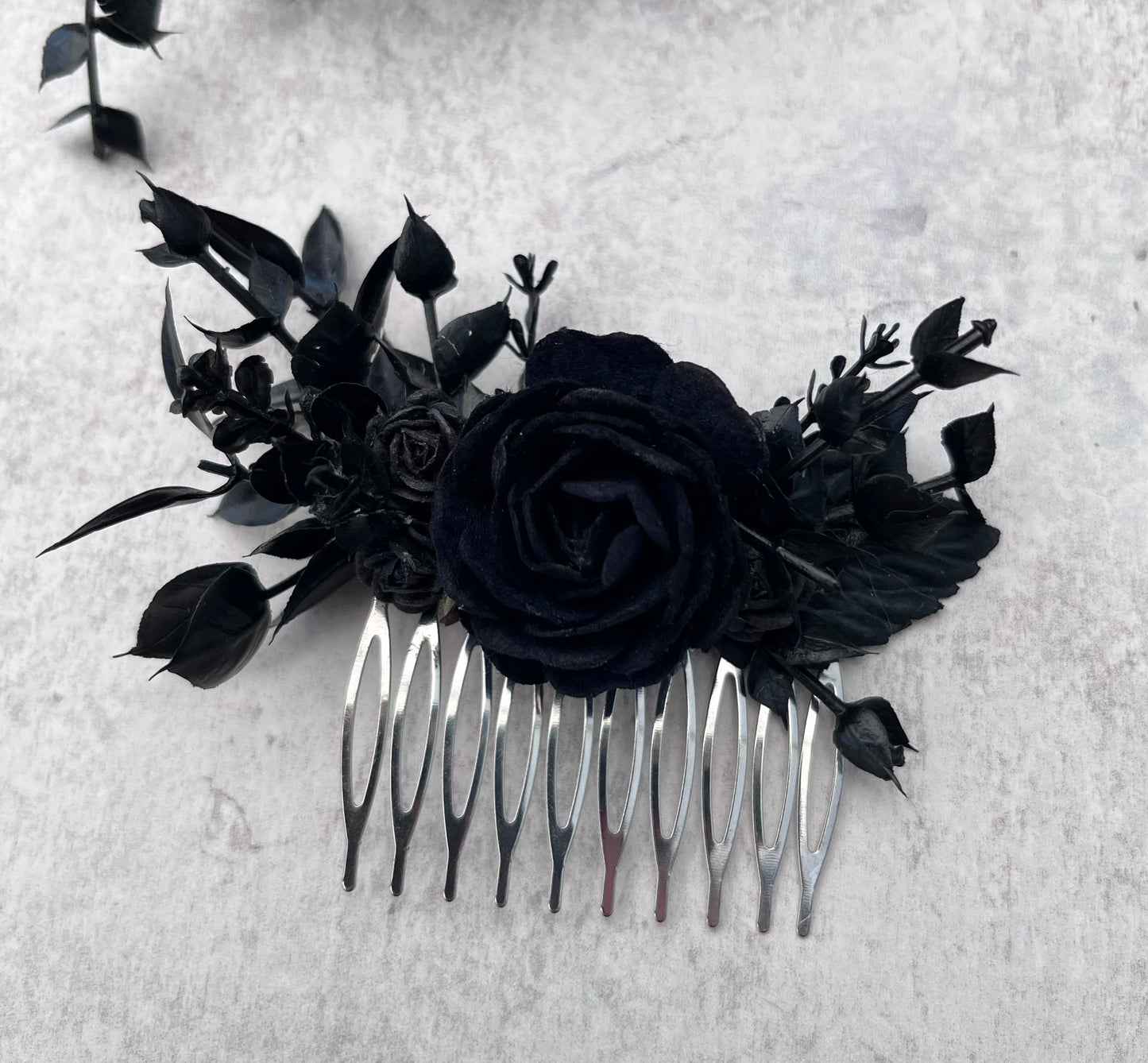 Gothic style black flower hair comb