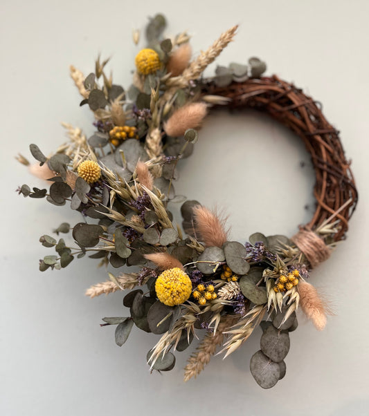 Shades of Spring Dried Flower Wreath