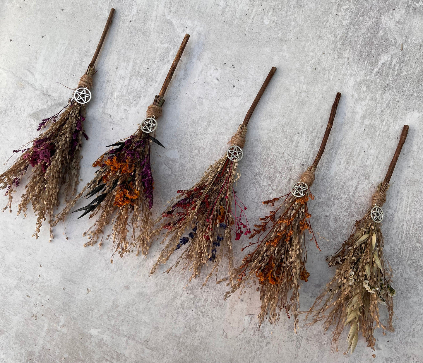 Mini dried flower broomstick