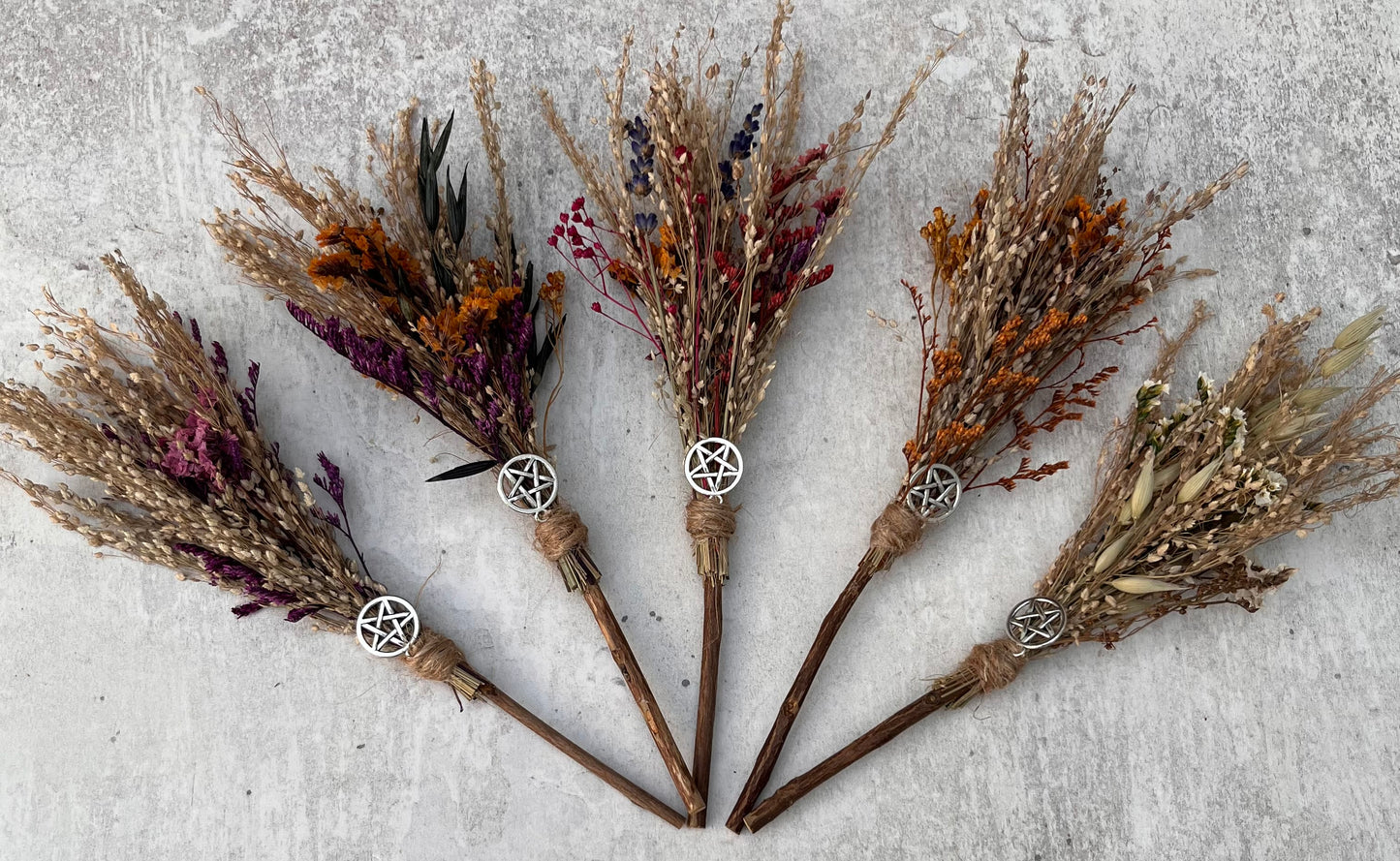 Mini dried flower broomstick