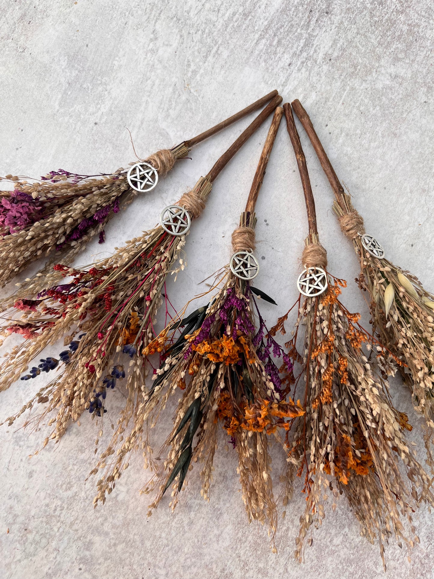 Mini dried flower broomstick