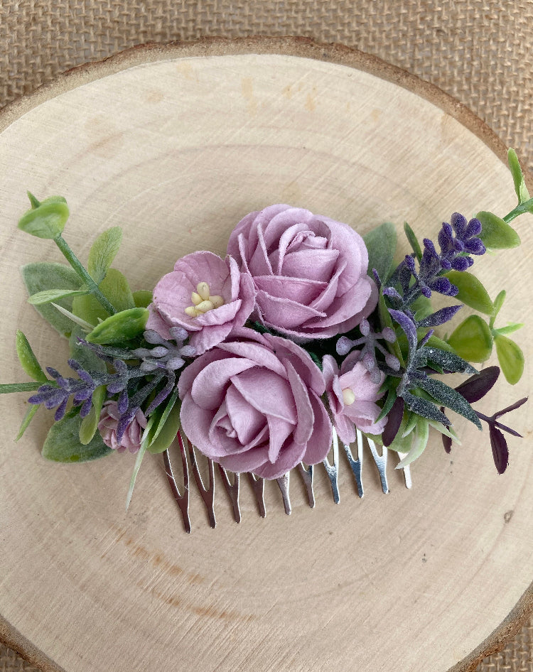 Shades Of Lilac and Lavender Flower Hair Comb