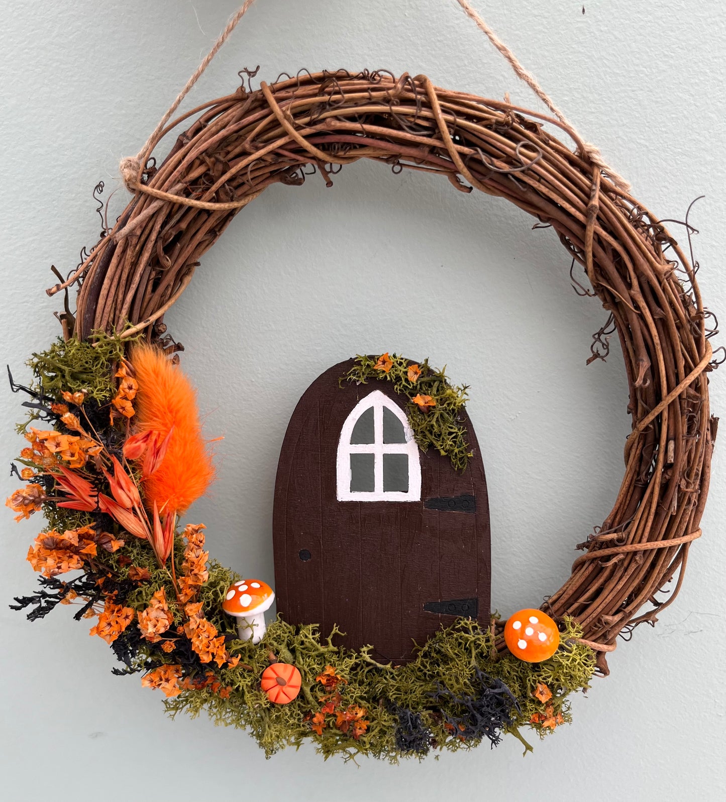 Autumn Fairy door wreath with dried flowers
